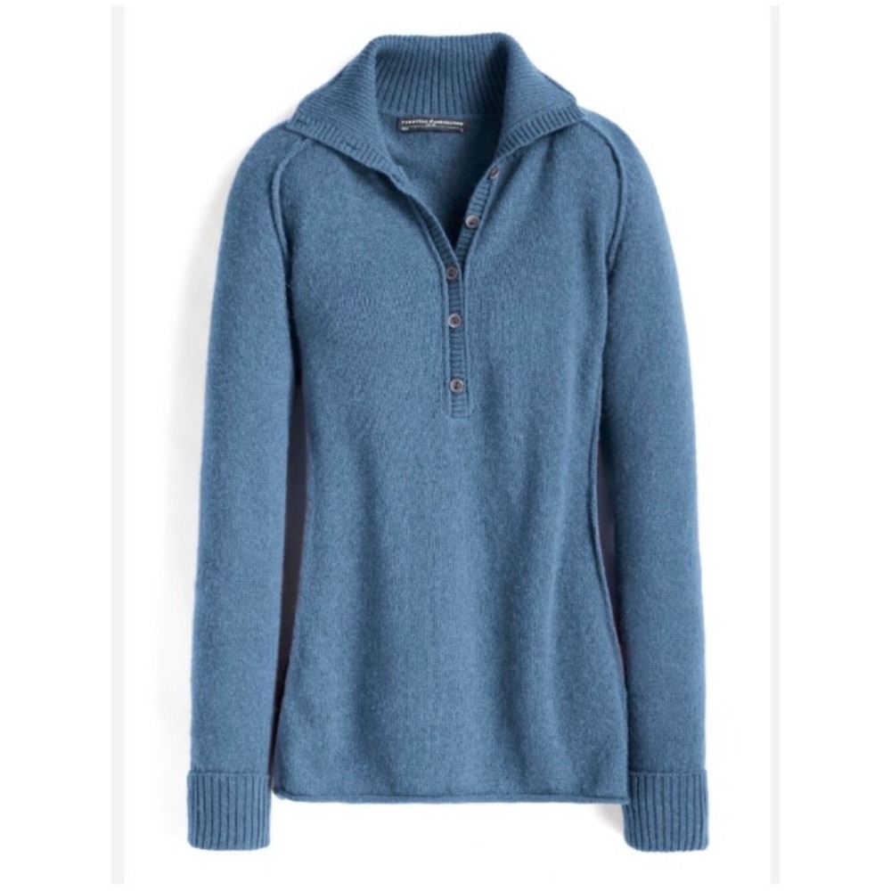 Peruvian Connection Brimfield‎ Henley 100% Royal Alpaca Blue Sweater XS Womens